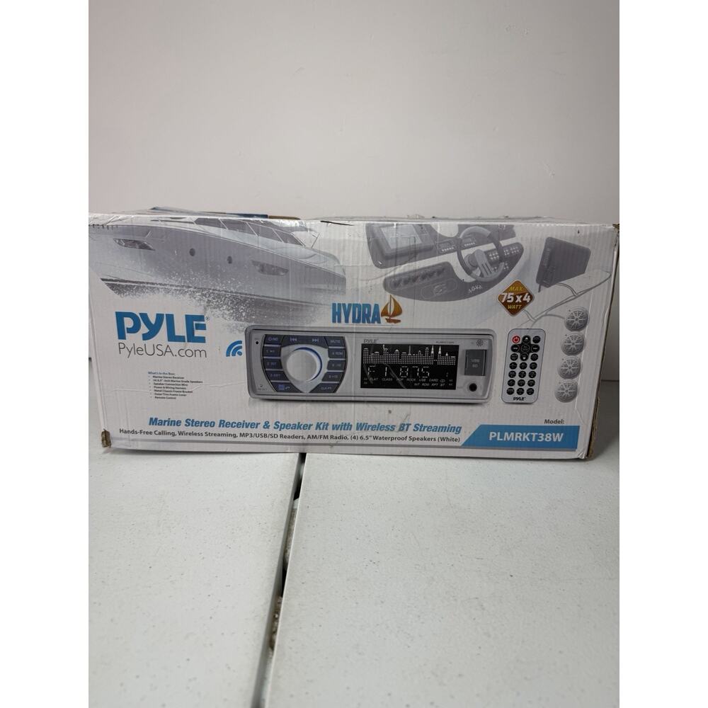Pyle Hydra Marine 🛥️Stereo Receiver. Brand New -White W 4 Speakers 🔊PLMRKT38W
